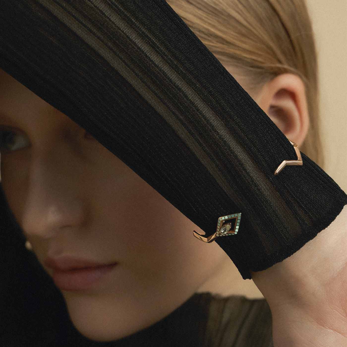 Coba Bangle in Gold Vermeil with Green Amethyst